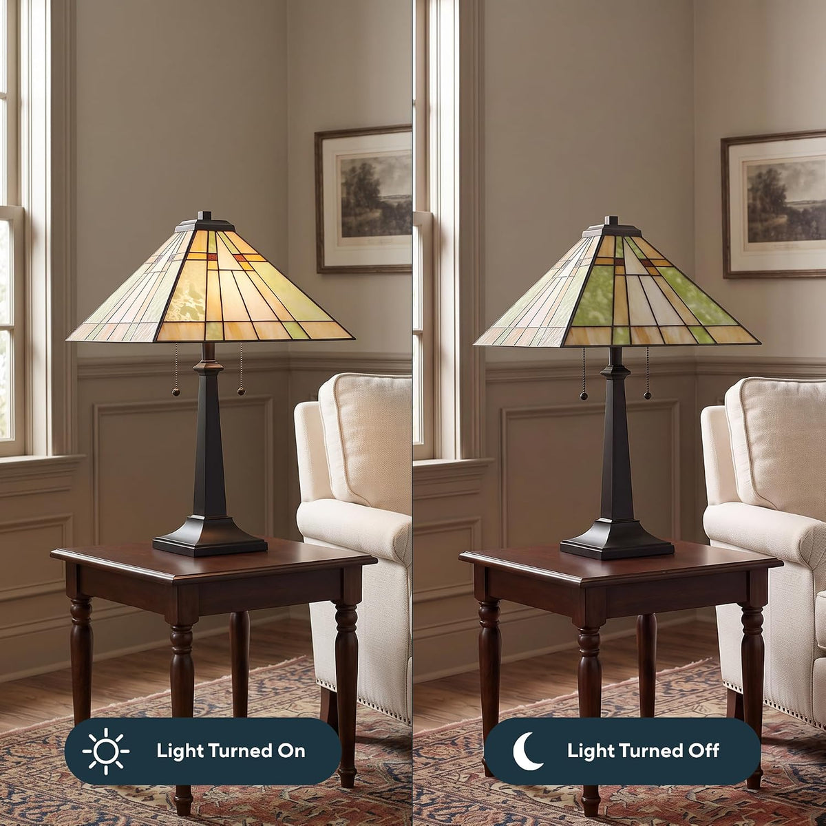 Quoizel Springfield 25" Matte Black Tiffany-Style Table Lamp
