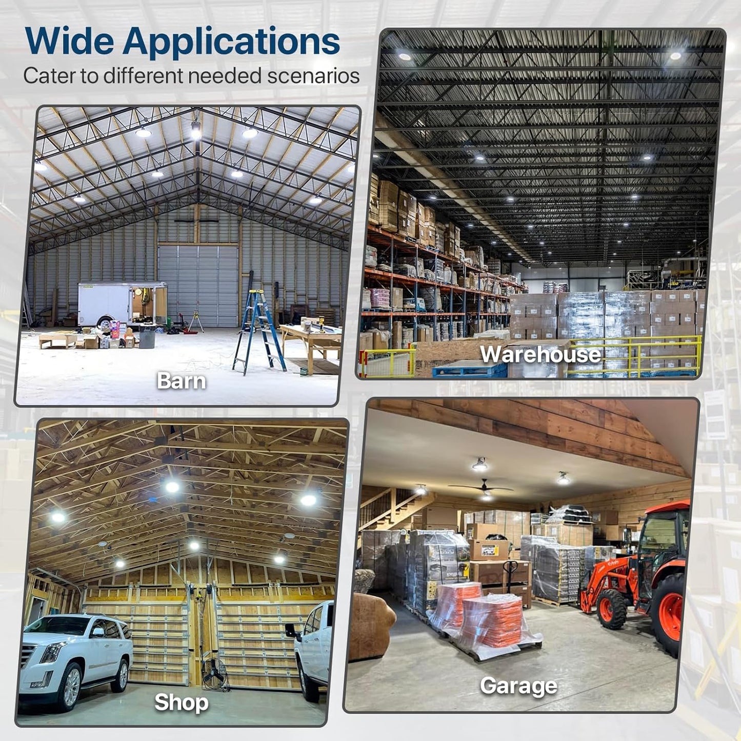 LED High Bay Lights: 150W 5000K Shop Lights 21000LM 6 Packs AC100-277V 5' Cable with Plug - UFO Light for Warehouse Showroom Factory Workshop 150 Watts 6