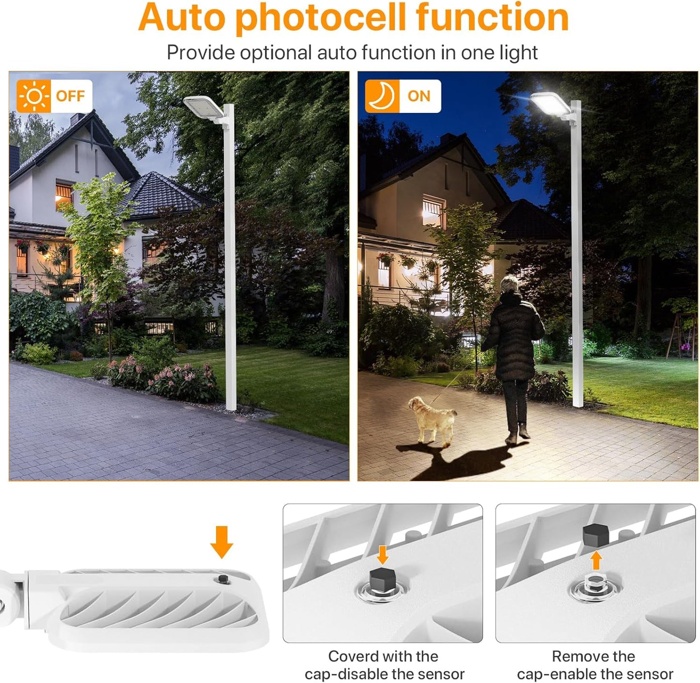 DEMILARE 150W LED Parking Lot Light, 22500LM Outdoor Light with Dusk to Dawn Photocell, Adjustable Arm Mount 5000K IP65 100-277V Commercial LED