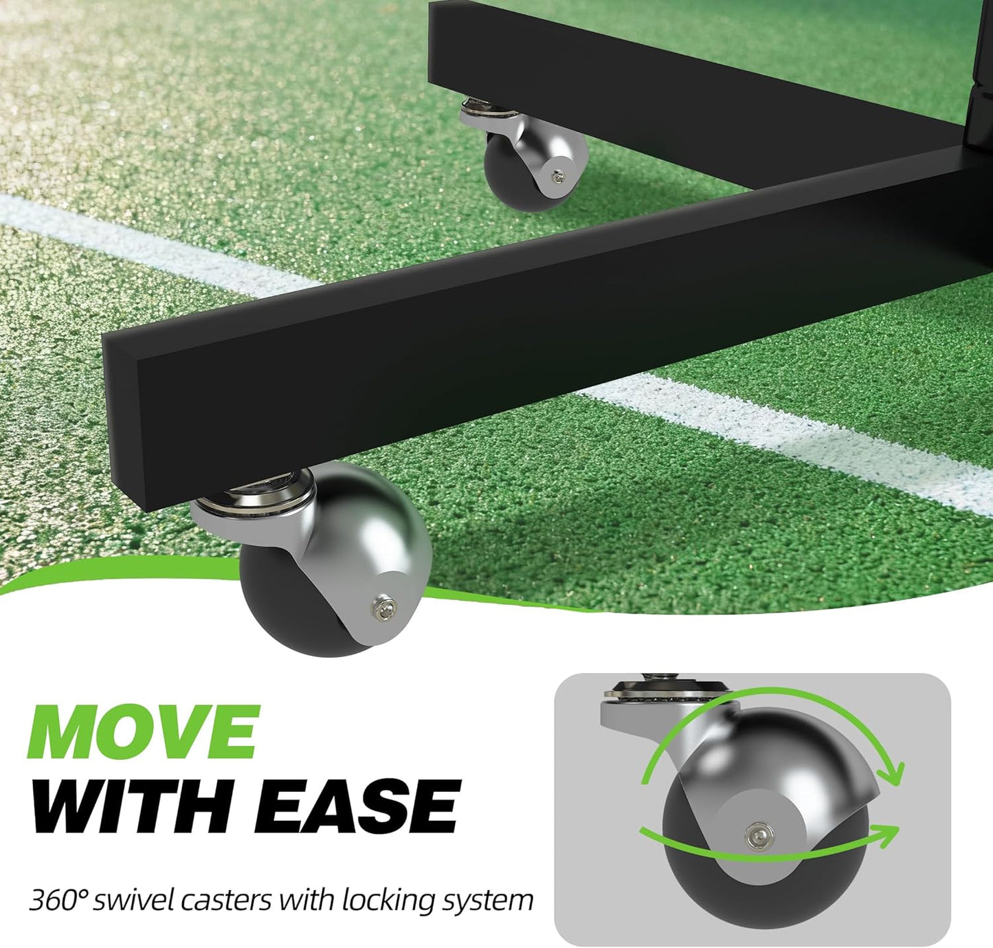 MR Movable Volleyball Net Storage Rack with Lockable Wheels, Professional Volleyball Equipment Net Storage for Gymnasium, Black Volleyball Net Support Rack for School Double Net