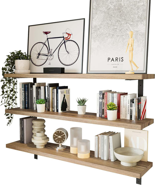 48'x10' Rustic Wall Mounted Floating Shelves for Wall Decor