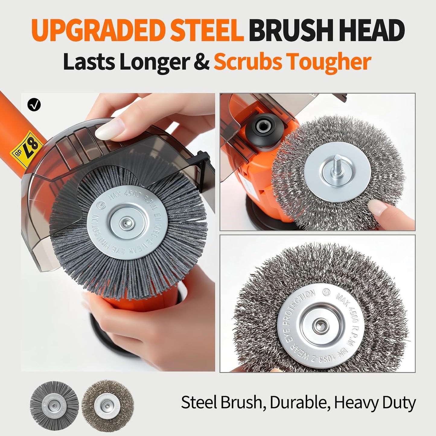 Electric Stand-Up Grout Cleaner 2-in-1 Wire & Hard Brush – Heavy-Duty Floor Scrubber for Tile, Bathroom, Kitchen & Outdoor Weed Cleaning – Ergonomic 13FT Cord Deep Cleaner for Ceramic & Patio Floors