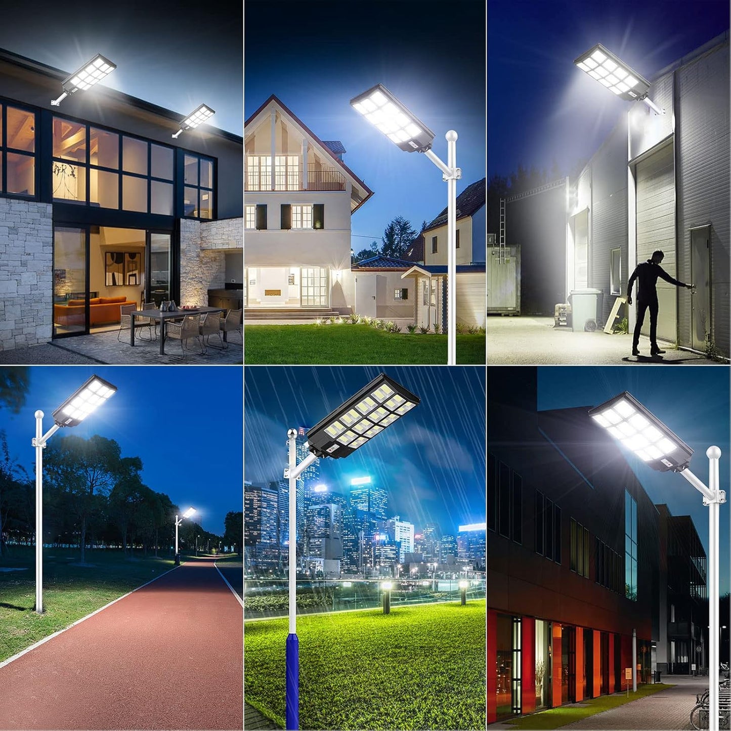 1000W Solar Street Lights Outdoor, Motion Sensor Led Solar Outdoor Lights with Remote Control & Arm Pole, 7000K 100000LM IP66 Waterproof Dusk to Dawn