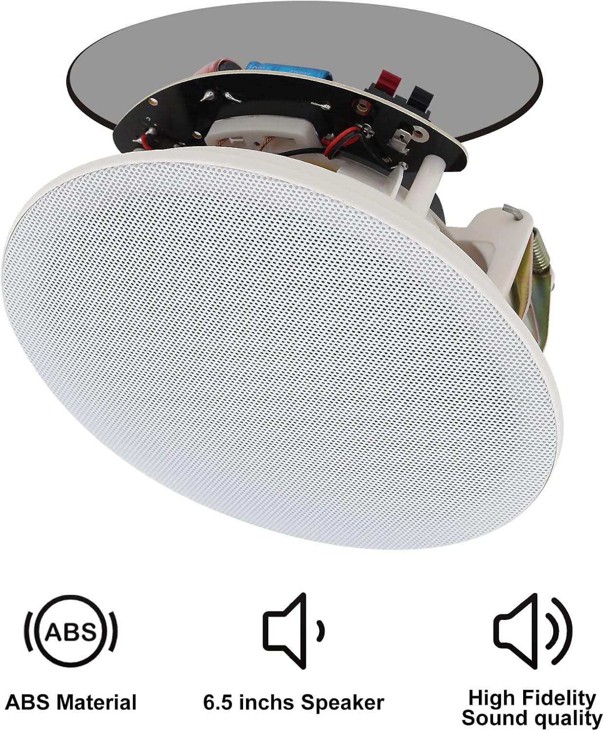 Herdio in Ceiling Speakers, 6.5 Inch 600 Watts Flush Mount Passive Wired Speakers for Bathroom, Kitchen,Living Room,Office(4 Speakers)