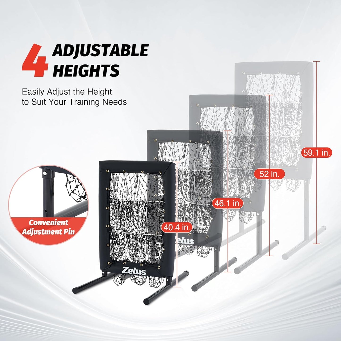 9-Hole Pitching Net, Heavy-Duty with Authentic Strike Zone & Detachable Stand, Height Adjustable