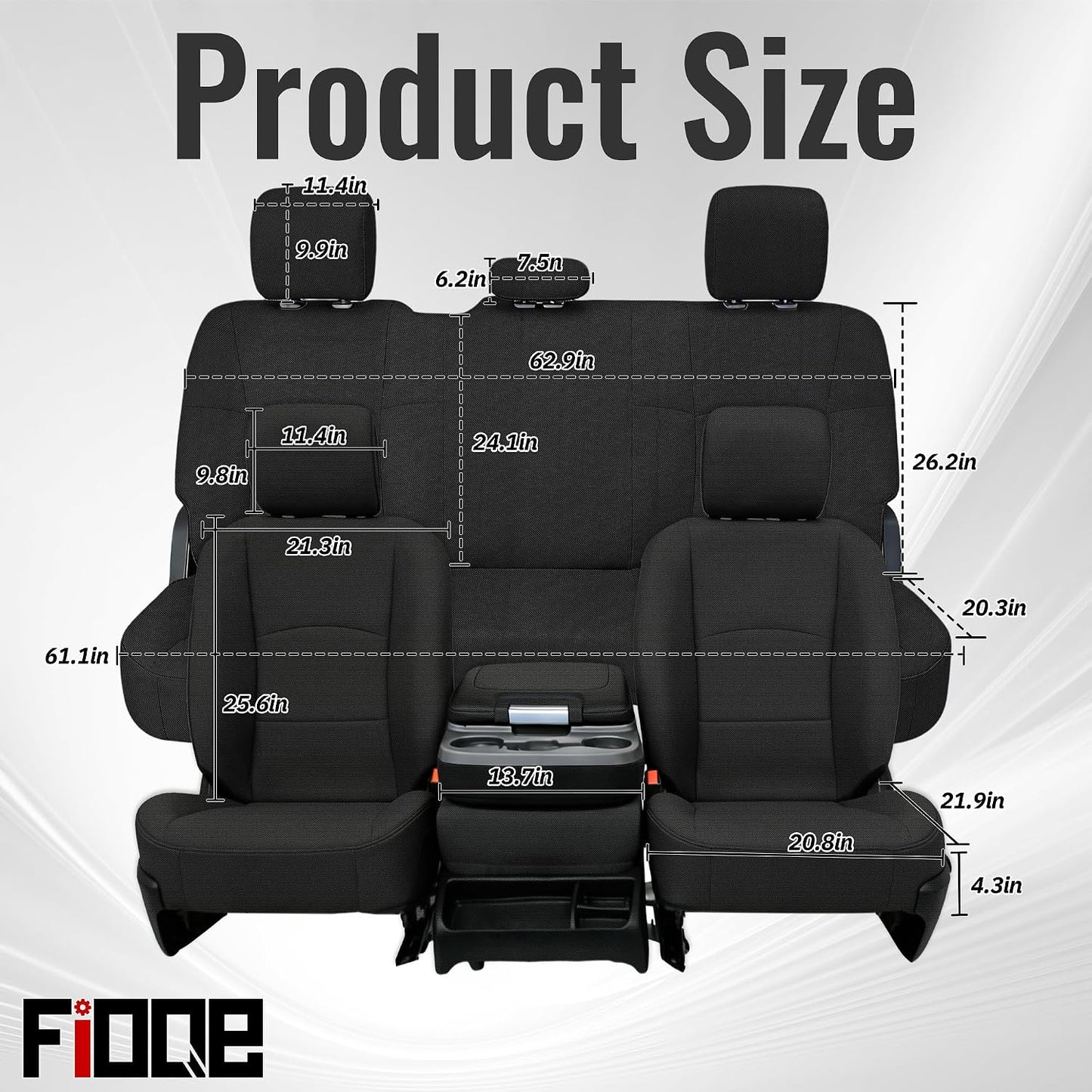 Front&Rear Heavy-Duty High-Density Composite Fabric Seat Covers for Dodge Ram 2500 2019-2024,Fits Front Bucket Seats & Rear Full Bench，Waterproof & Foam Padded-Black Black for Dodge Ram 2500 2019-2024 Front&Rear
