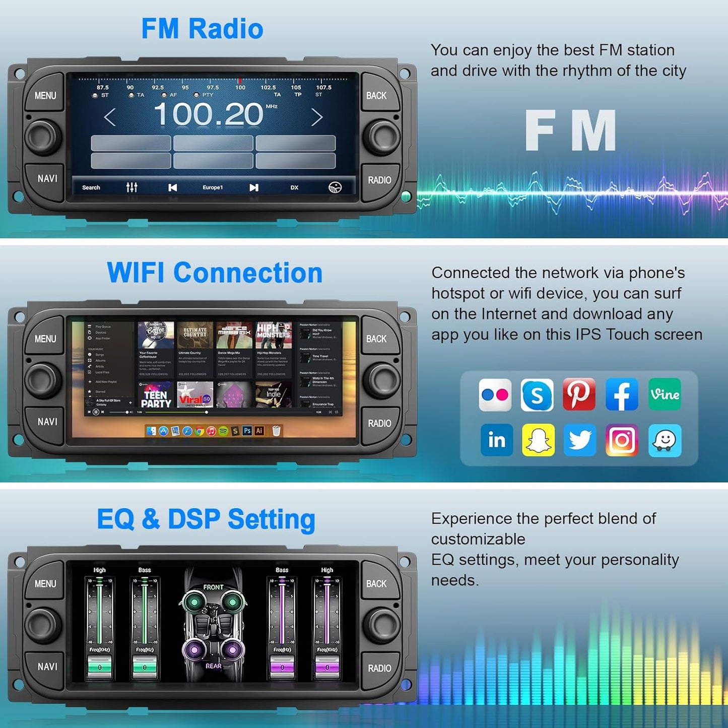 Car Radio Stereo for Dodge RAM 1500 2002-2006,for Jeep Wrangler 2003-2006, for Jeep Grand Cherokee 1999-2004,6.8" QLED Touchscreen with Wireless CarPlay & Android Auto,4G+64GB Android 13 System For Dodge Ram 2002-2006
