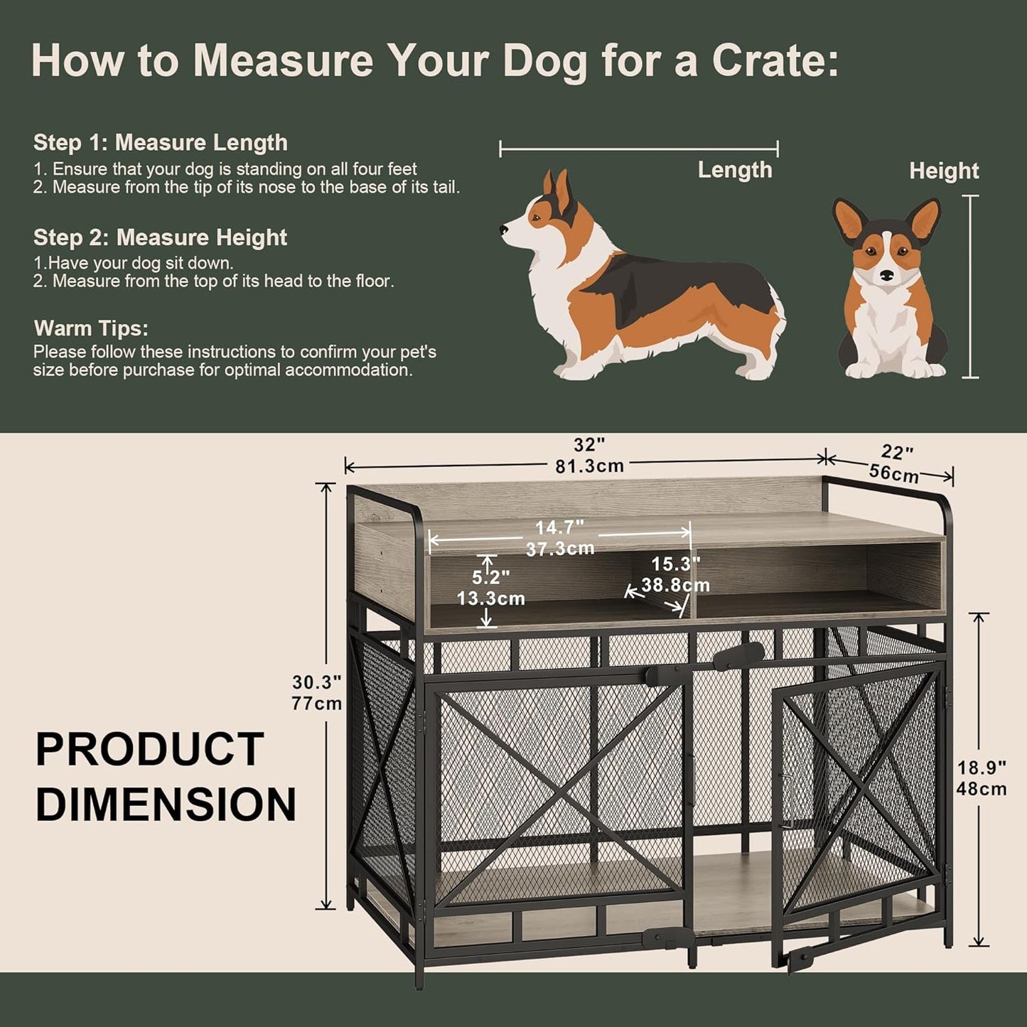 32&#34; Dog Crate Furniture Indoor