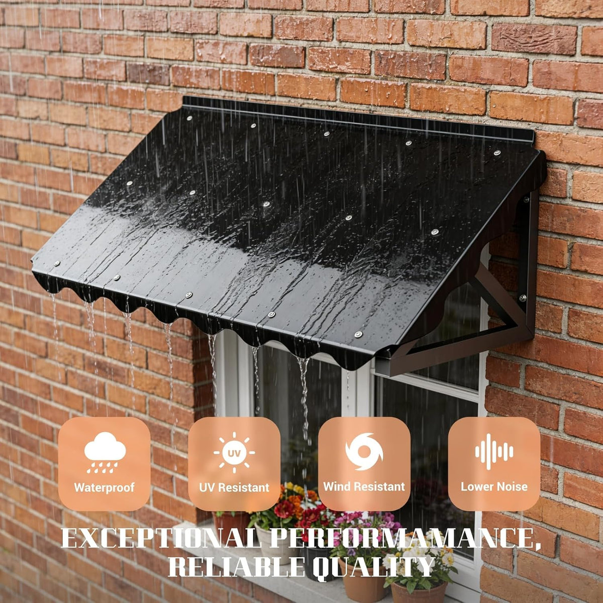 Awning for Door Entrance, 52.7" x 29" Polycarbonate Door/Window Awning Exterior with Fixed Triangular Steel Frame, Metal Canopy for Porch, Patio, Balconies, All-Weather, Rain/Snow Protection