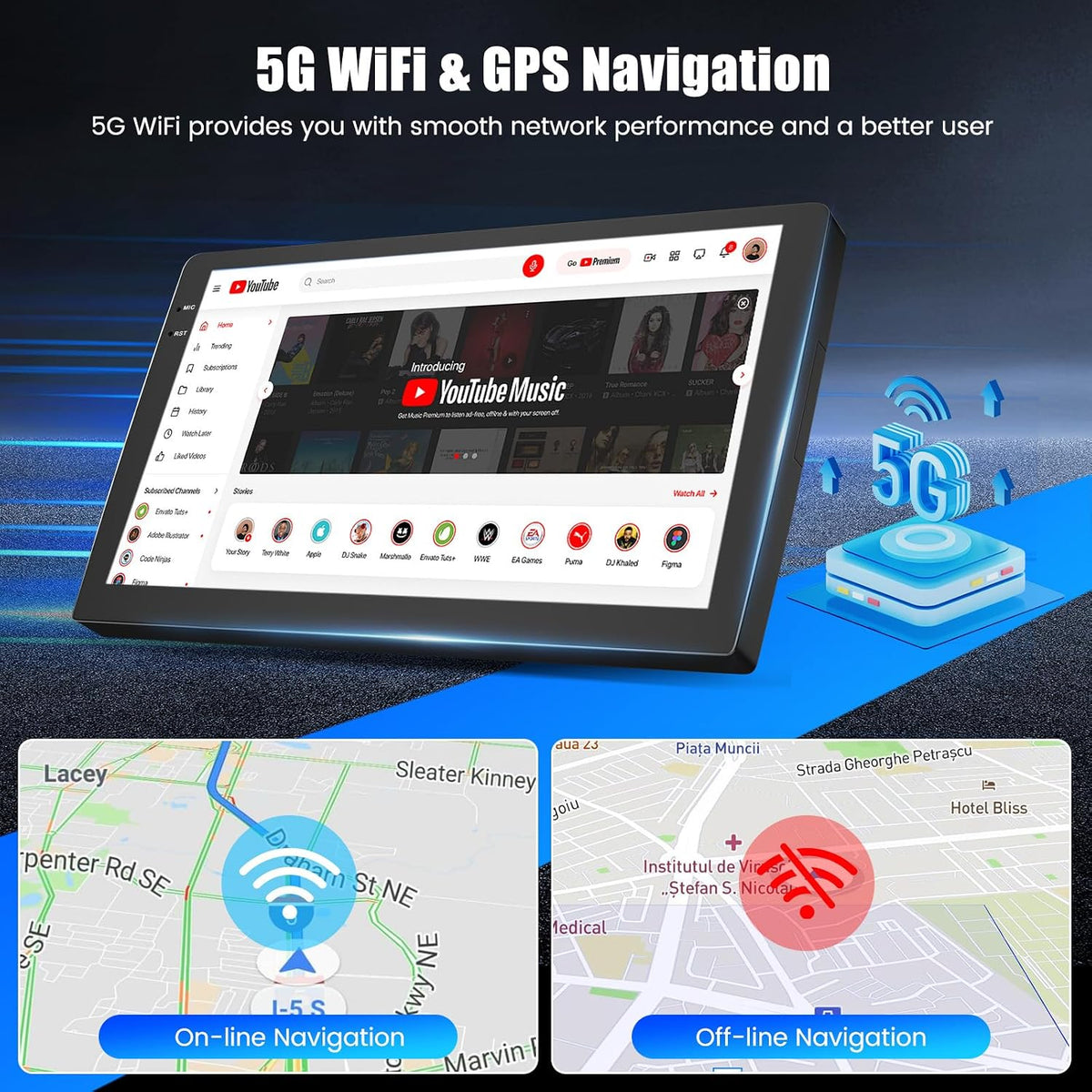 Hikity 4+128G Android 15 Car Stereo for Subaru Forester Impreza WRX STI 2008-2012, 9” Touchscreen Radio with CarPlay, Android Auto, Bluetooth, GPS Navigation, WiFi, DSP, FM, RDS + AHD Backup Camera 4+128G(Incell)-Black 4+128G(Incell)