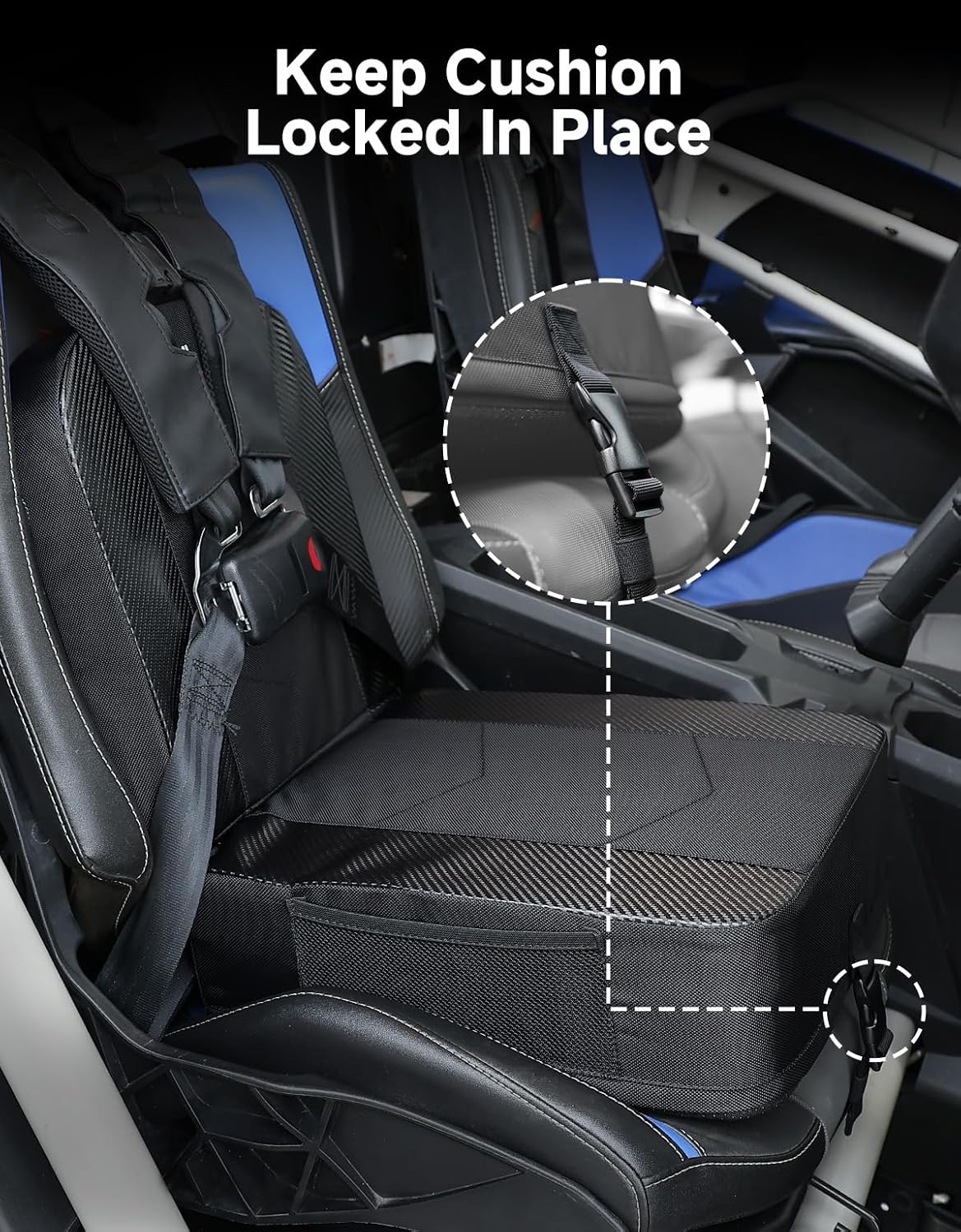 KEMIMOTO UTV Seat Cushion for Smaller Riders, Universal Harness Fit, High-Density Foam 5" Cushion for Stock and Aftermarket UTV Seats