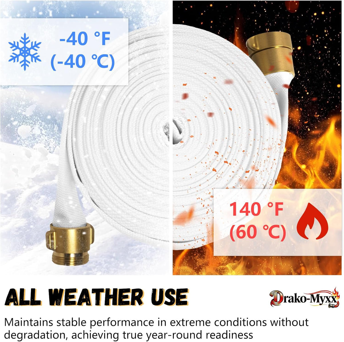 Upgrade Fire Hose, 1-1/2" ID x 50 FT, NST/NH Single-Jacketed TPU Fire Hose