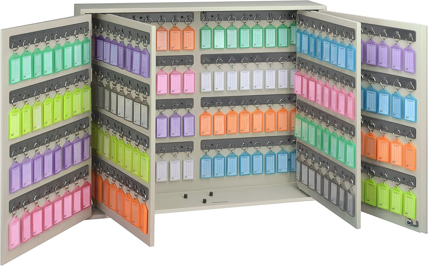 Acrimet Key Cabinet Organizer 256 Positions with Lock (Wall Mount) (256 Multicolored Tags Included) (Beige Cabinet)