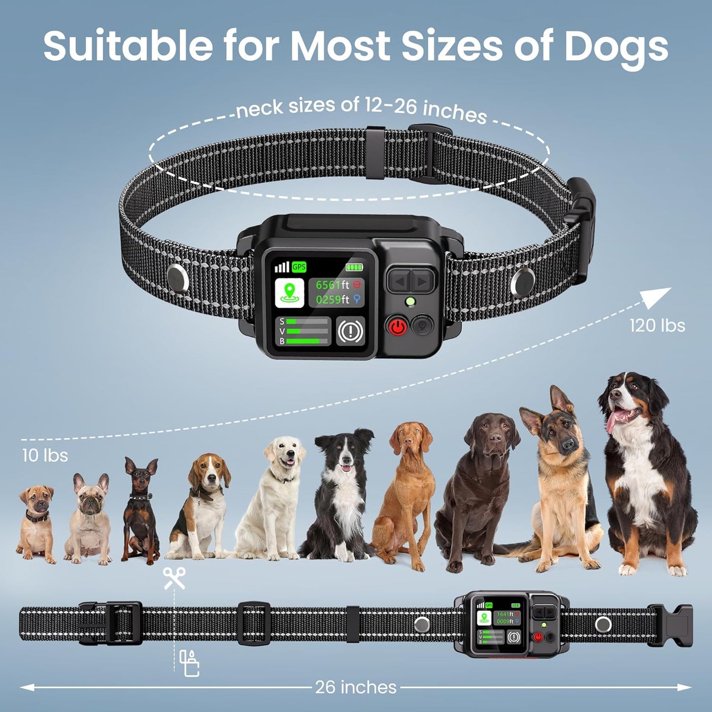 GPS Wireless Dog Fence System - Invisible &amp; Electric Perimeter Fence for Dogs | Control Distance up to 6561 ft | GPS Positioning, Protection