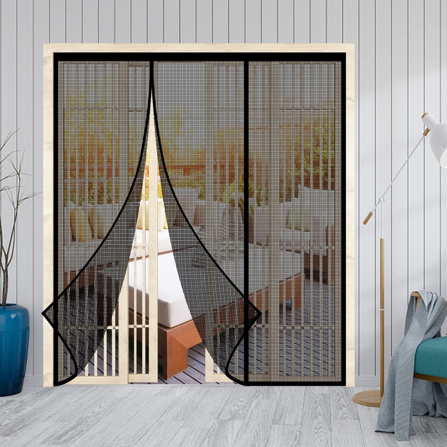 Fiberglass Magnetic Screen Door, Self Sealing Magnets Door Screen, Reinforced Heavy Duty Mesh Net Closure for Sliding Door, Patio, Bedroom-Hands