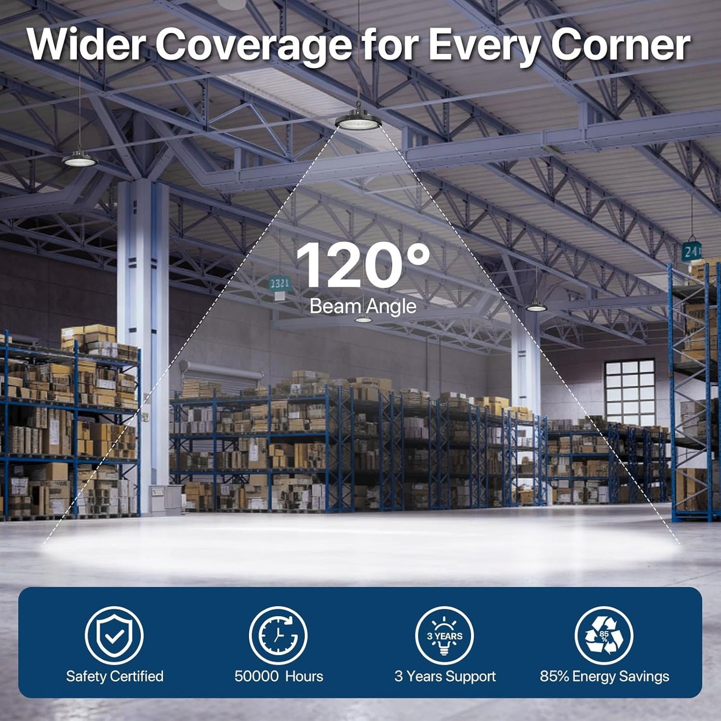 LED High Bay Lights: 150W 5000K Shop Lights 21000LM 6 Packs AC100-277V 5' Cable with Plug - UFO Light for Warehouse Showroom Factory Workshop 150 Watts 6