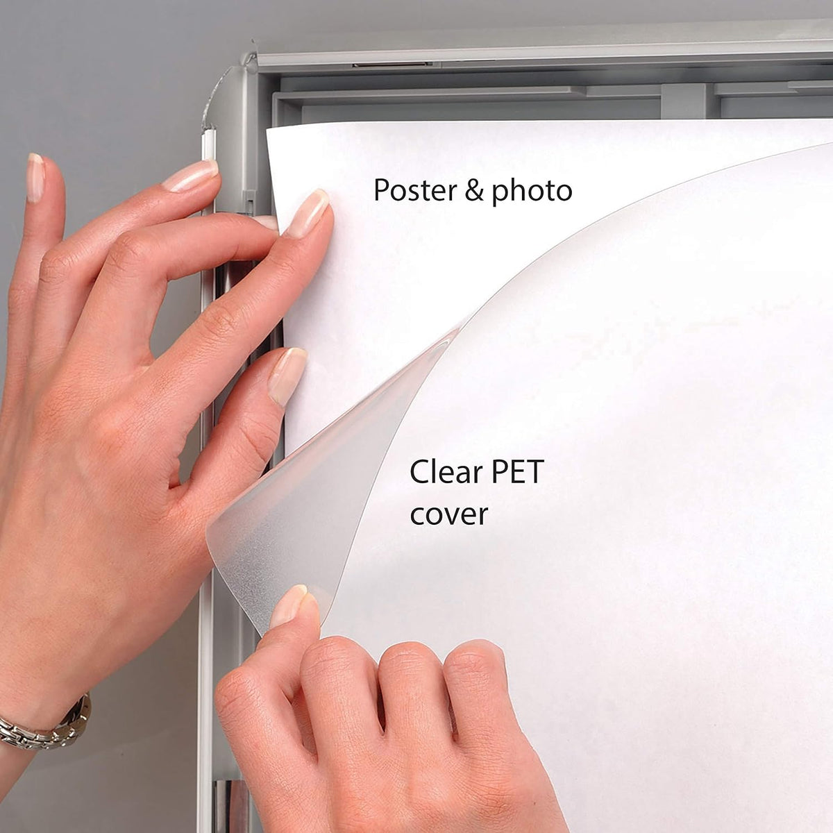 M&T Displays Opti Snap Poster Frame 11x17 Inch Silver 1" Aluminum Profile Front Loading Wall Mounting Photo Picture Document Certificate Sign Holder Mitered Corner Anti Glare Cover (5 pack)