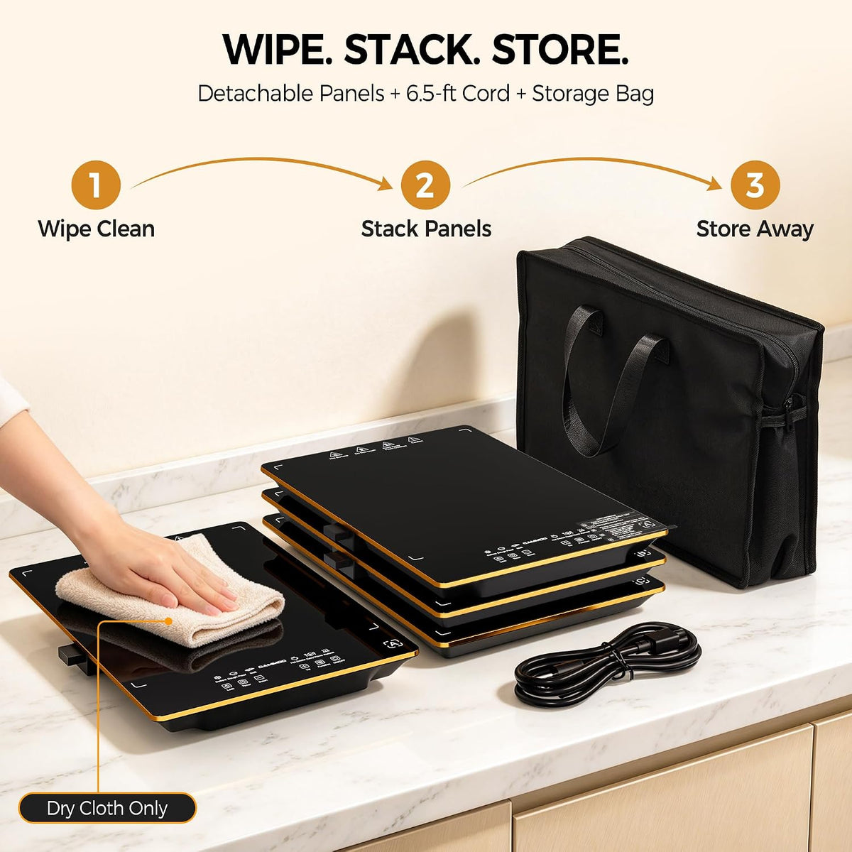 CAMMOO Electric Warming Tray, 31.8''x15'' 3-in-1, Tempered Glass Warming Mat for Food 31.8"L*15"W 3
