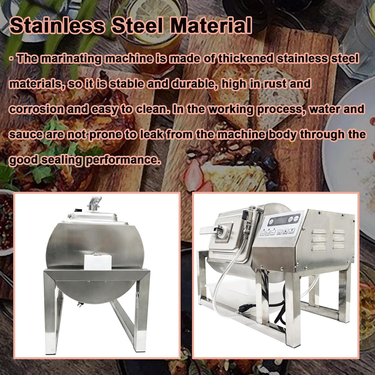 INTBUYING Vacuum Tumbler Marinator, 15L Commercial Vacuum Marinating Machine, Meat Curing Rolling Kneading Machine, 110V, Bidirectional Rotation Food Tumbler Marinating for Meat, Vegetable, Fish