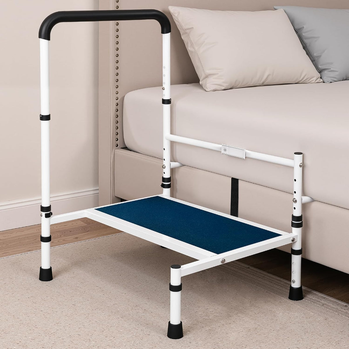 Bed Step Stool for Adults, 5-Level Handrail & 3-LevelStep, 500LBS