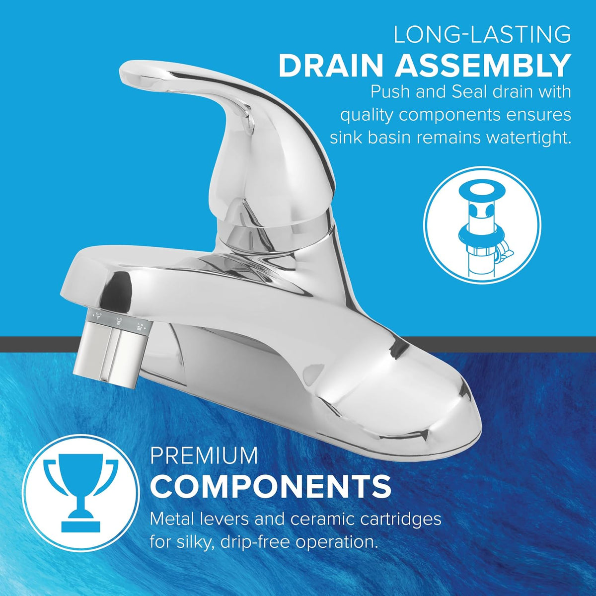 Niagara Conservation Earth Luxe Single Handle Bath Faucet with Tri-Max Adjustable Flow Rate and Bonus 5-Spray Showerhead, Chrome Silver