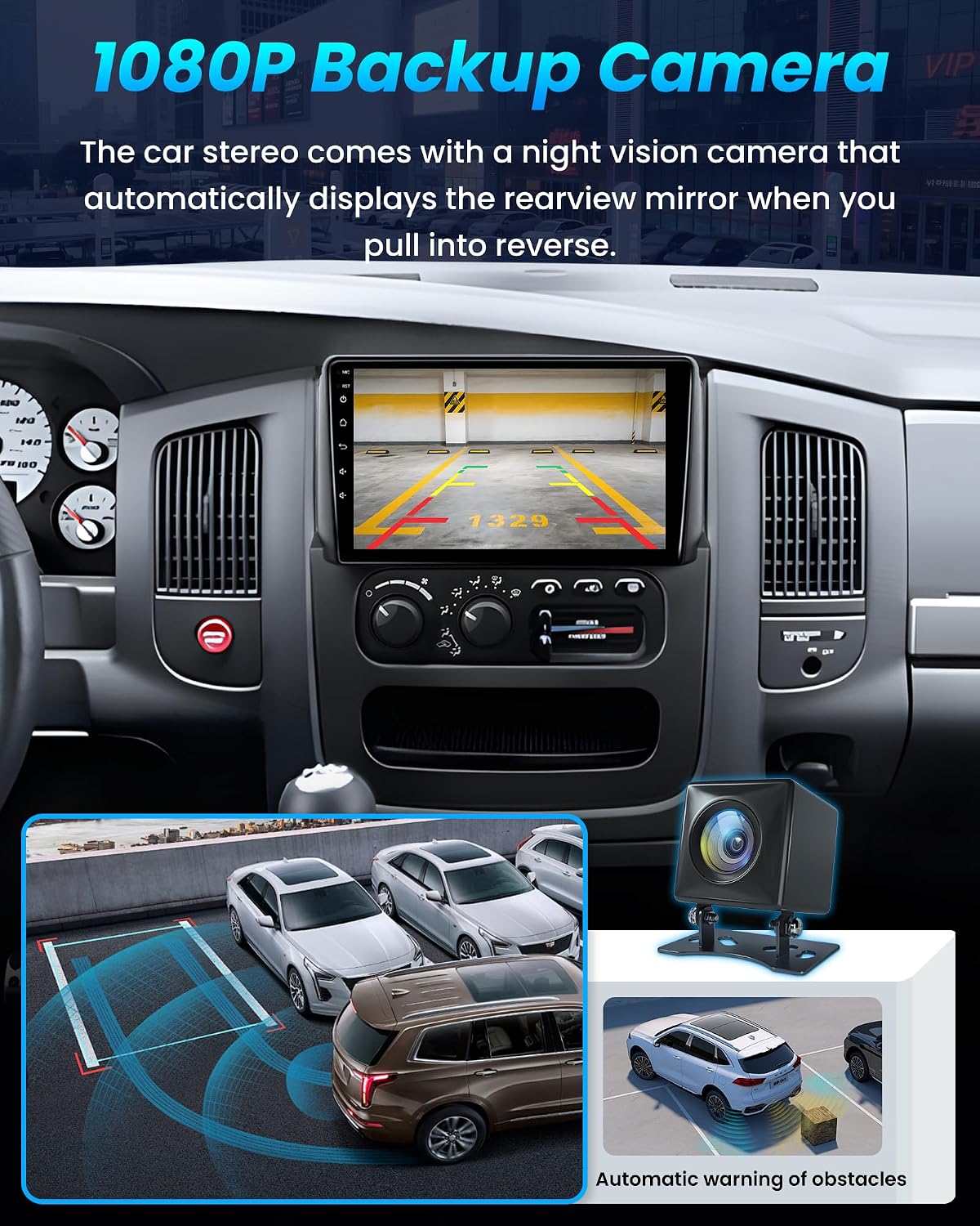 Car Stereo for Dodge Ram 1500 Radio 2002-2005: 9 Inch Touch Screen Upgrade Apple CarPlay Android Auto Bluetooth GPS Navi 5G WiFi Backup Camera Support Steering Wheel Control FM