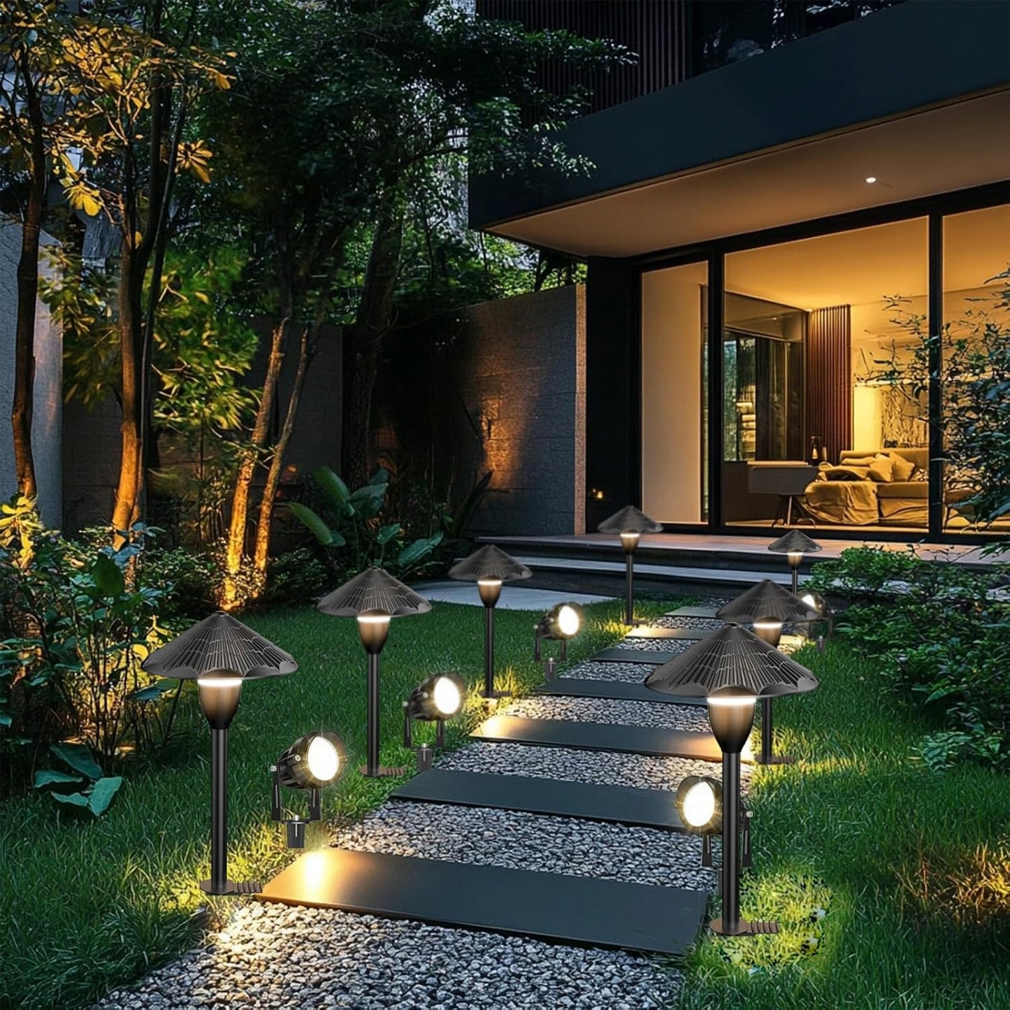 Cuguords 5W Low Voltage Pathway Lights,Outdoor Wired LED Landscape Path Lights,AC/DC 12-24V UL Listed Cord Cast-Aluminum Waterproof,2700K Low Voltage