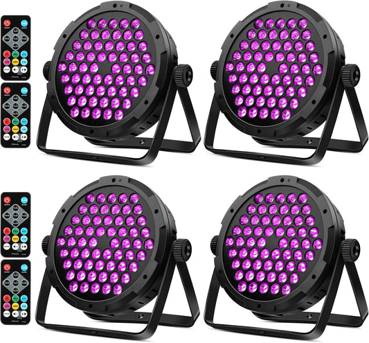 90W 60LEDs Par Lights 4Pack - RGB Stage Par Lights Sound Activated by Remote & DMX Control Uplights