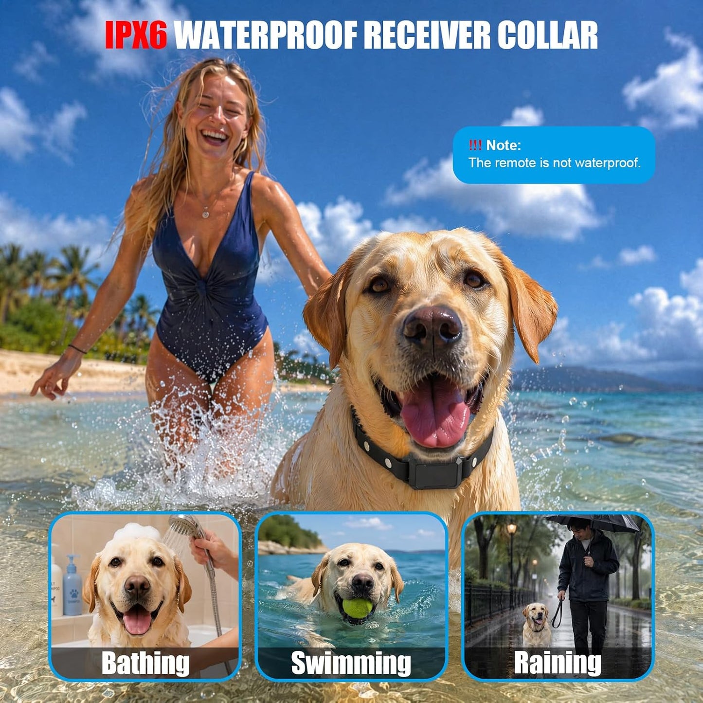 2-in-1 Wireless Dog Fence & Training Collar,300M Range,16 Boundary Levels,Rechargeable Collar with Beep,Vibration & Gentle Static Guidance,IPX6 Waterproof for Small Medium Large Dogs