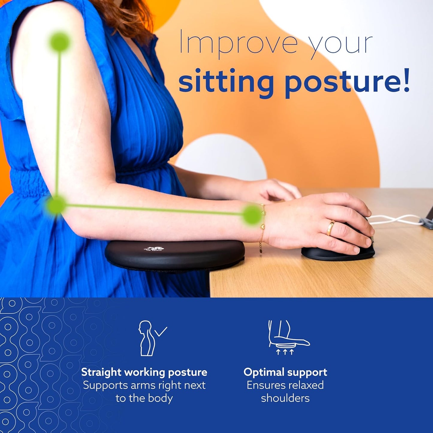 R-Go Arm Rest Split for Desk, Ergonomic Desk Extender Tray in 2 Parts, Elbow & Wrist Support