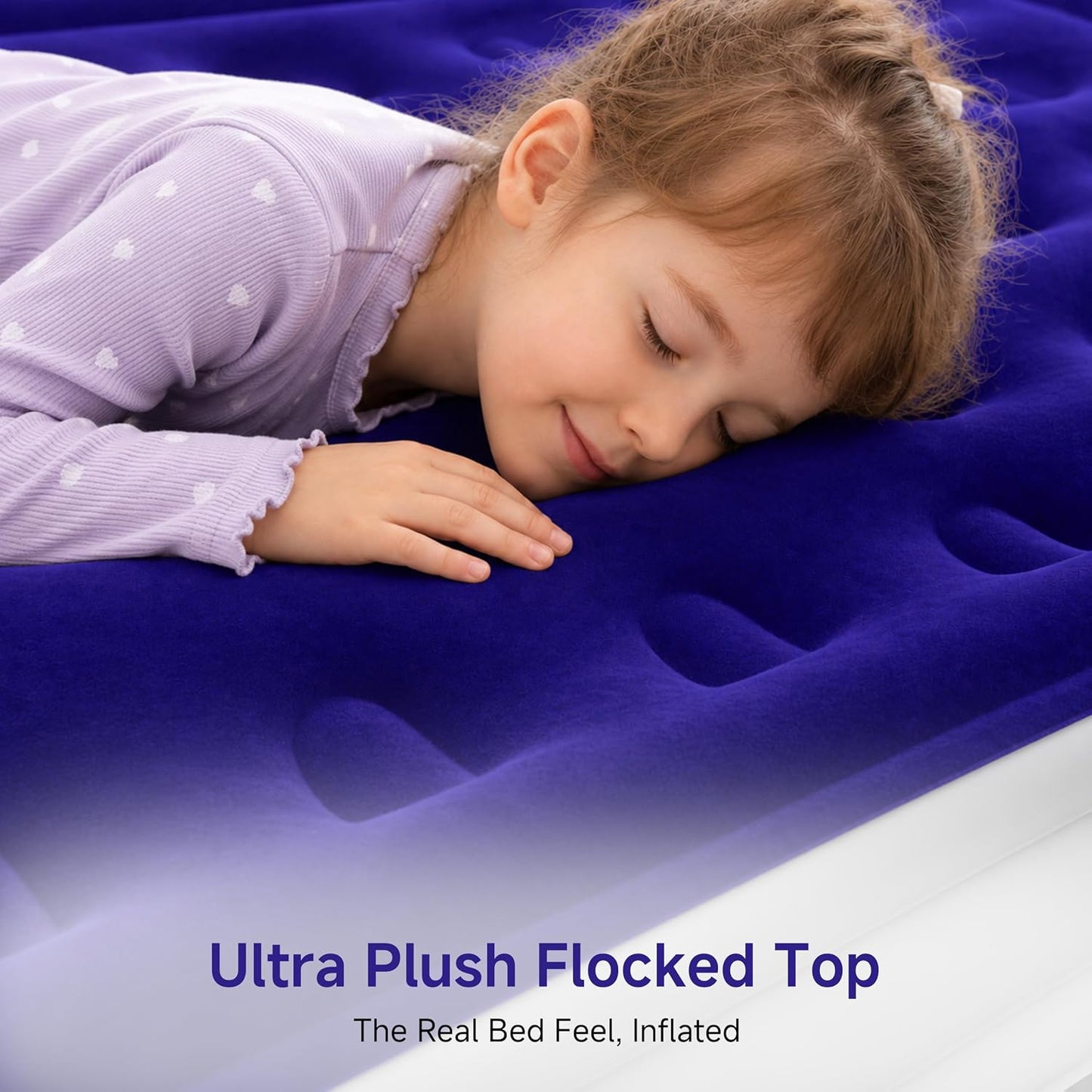 Sebor Air Mattress Queen with Built-in Pump 18",Self-Inflating Blow up Mattress with High-Speed Pump, Durable Twin Size Air Mattress with Storage Bag for Guests,Camping,Travel Blue