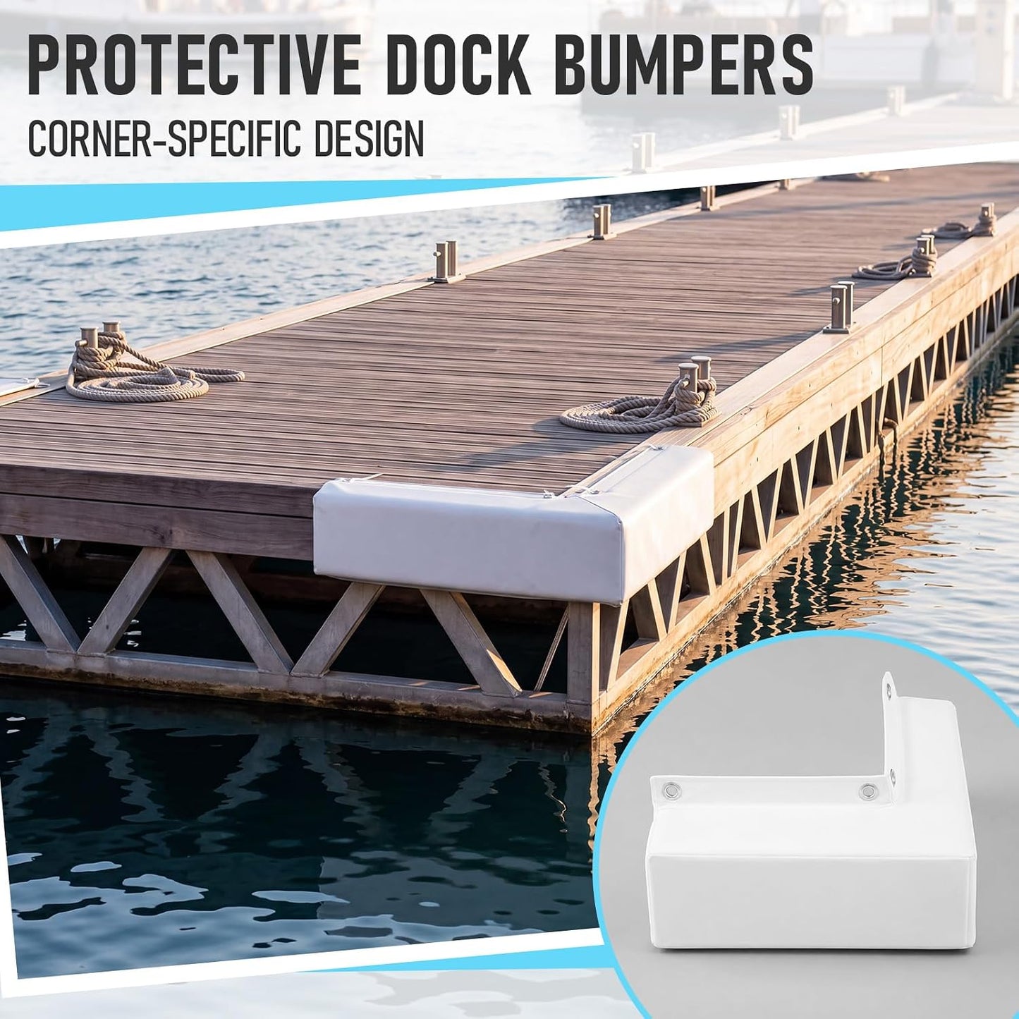 Marsui 4 Pack Corner Dock Bumpers with Nylon Cable Ties, Boat Dock Bumpers