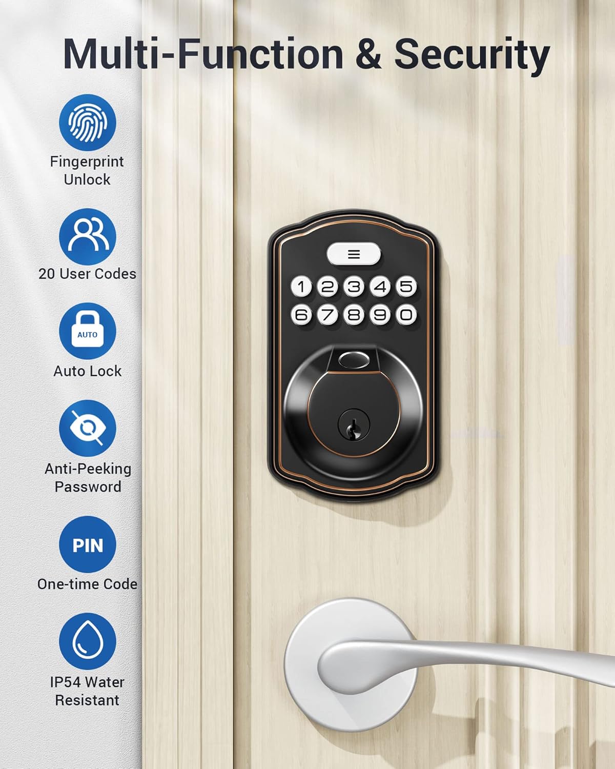 Veise keyless Entry Door Lock, keypad deadbolt