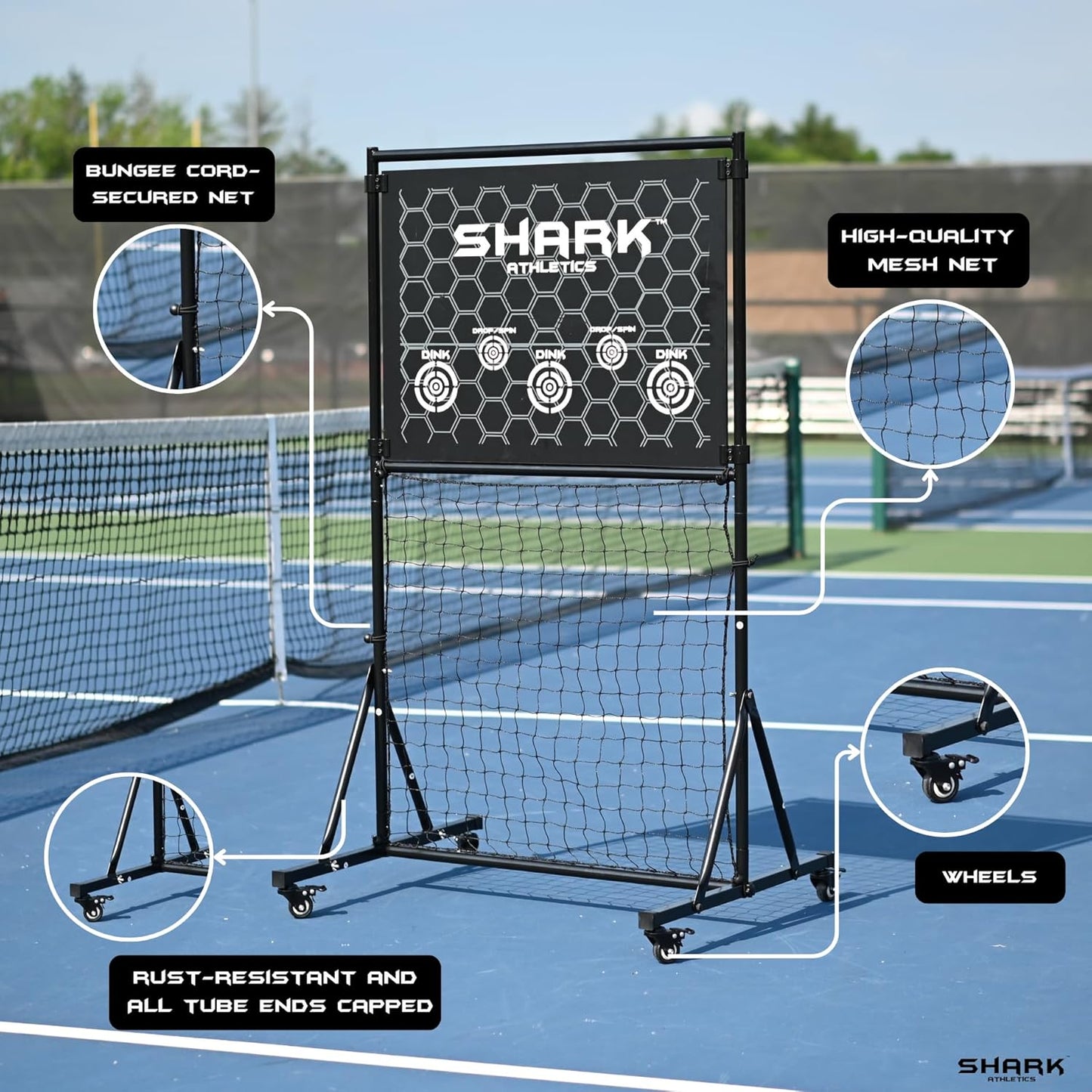 shark athletics Pickleball Practice Rebounder - Portable Pickleball Training Wall | Premium Pickleball Practice Equipment for Backya