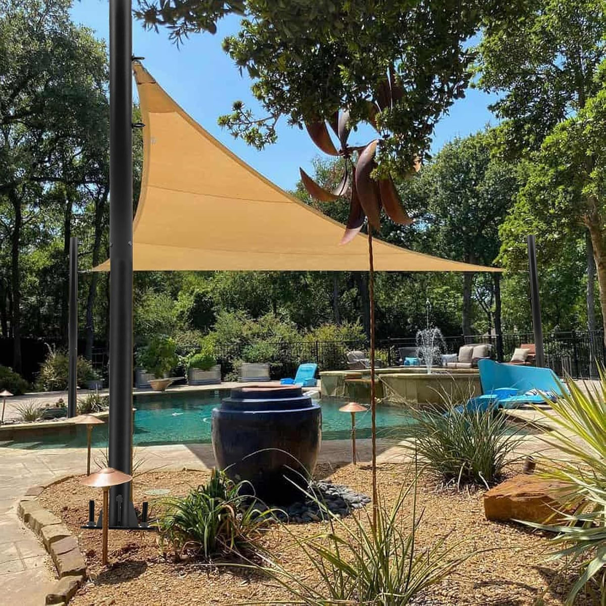 Shade Sail Poles, 2026 Upgraded 2 Poles 10Ft Outdoor Sun Shade Sail Post with Concrete Bracket Support Awning Canopy Heavy Duty Metal Pole Kit for Outside Patio Garden Deck Playground Backyard