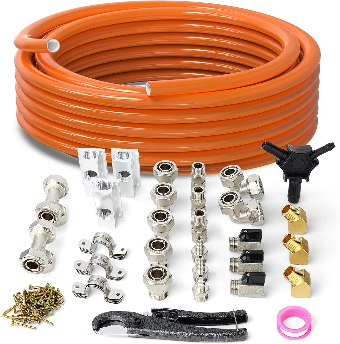 Compressed Air Piping System and Installation kit, With 3/4 Inch ID 50 Feet