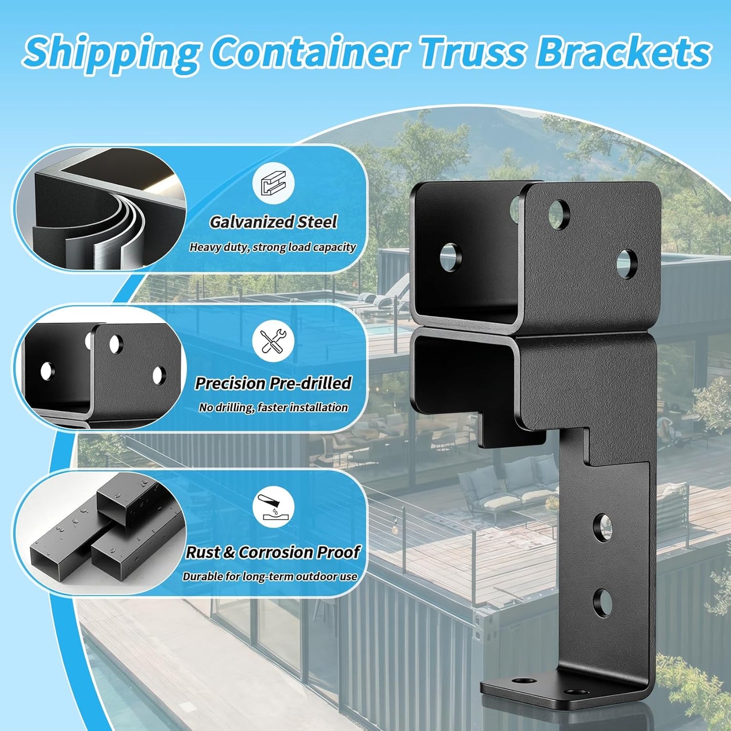 22PCS Shipping Container Truss Brackets, Shipping Container Roof Brackets Fits 20 FT Containers, Fits 2x4/2x6 Lumber, for Container Canopy Shelter, DIY Tiny Home, Bar & Living Space Conversion