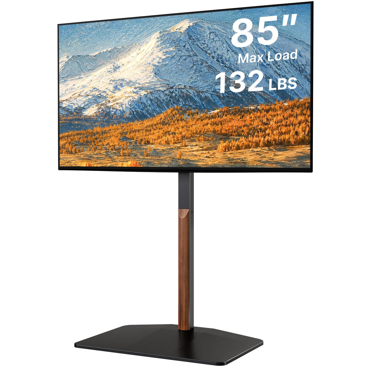 Pegzone Universal Swivel TV Floor Stand for 32-85 Inch Screen, Black Walnut