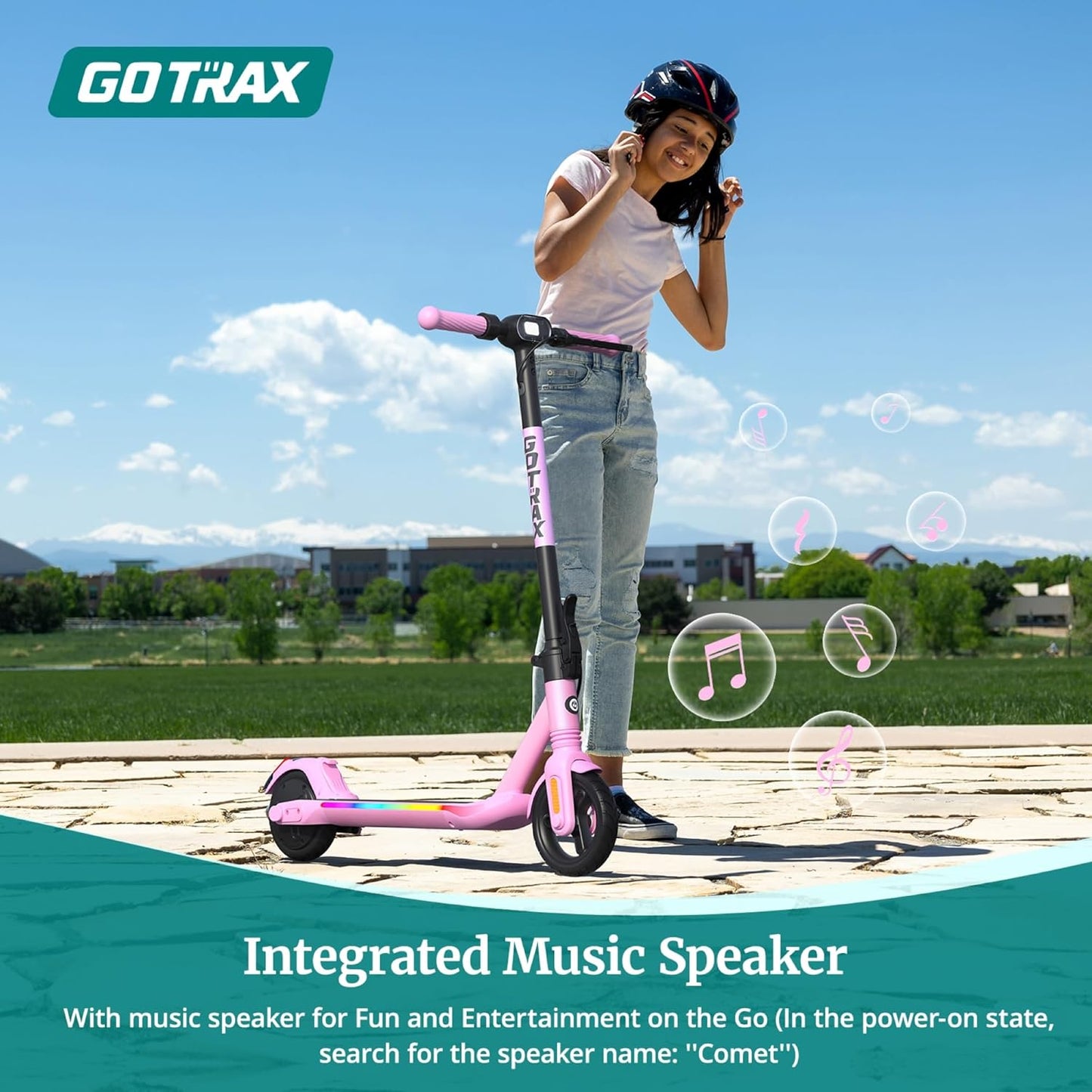 Gotrax Electric Scooter for Kids, Max 3/7 Miles 6/10 Mph, 5' /6' Solid Wheels with Flash Lights for Boys Girls Ages Over 6 Years Old (10Mph Black)