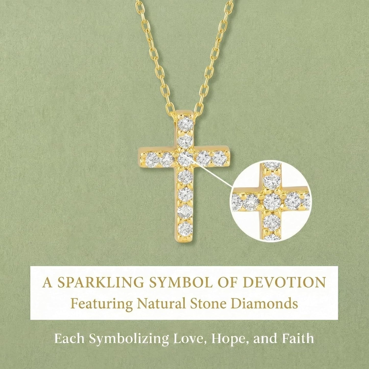 Tiny Diamond Cross Necklace in 14K White Gold 1/2"x1/4" Cross Pendant