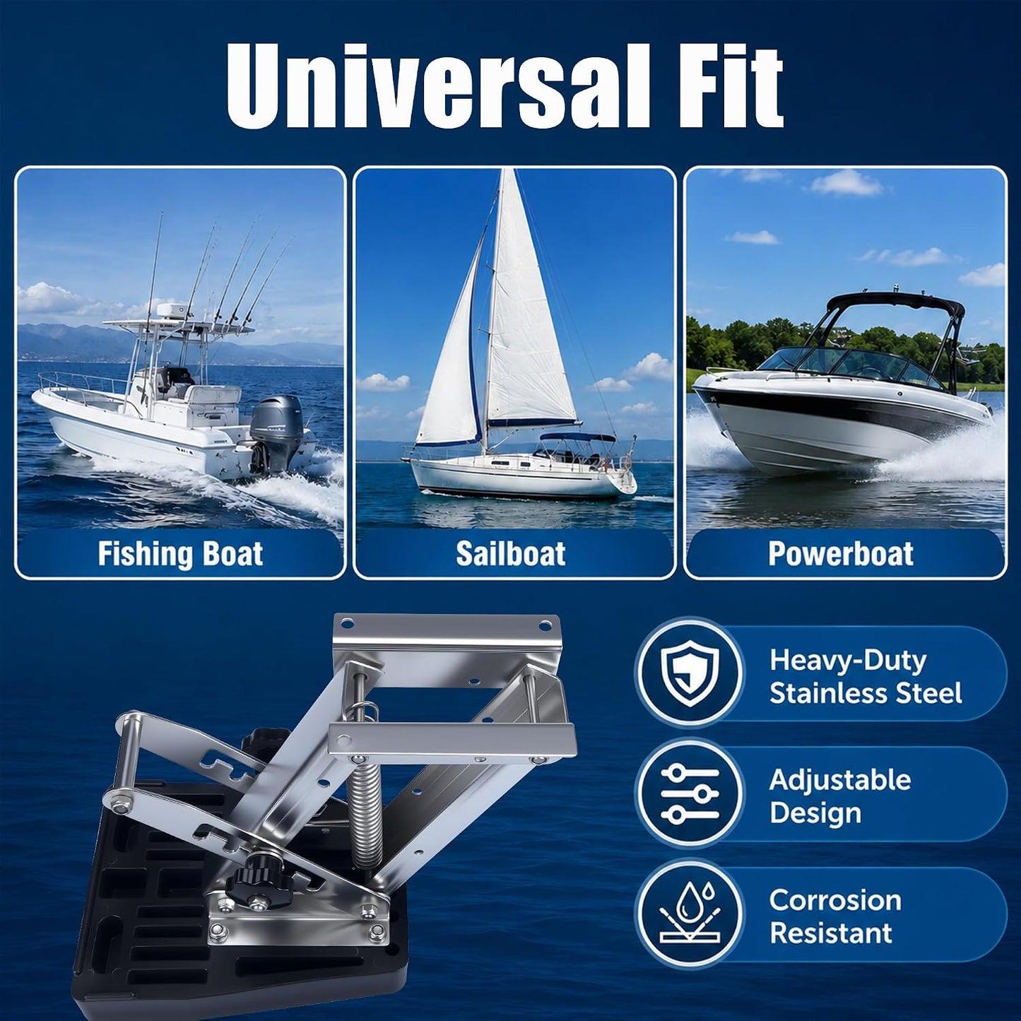 20 HP Outboard Motor Bracket, Heavy Duty Outboard Motor Mount | Stainless Steel Marine Kicker Motor Bracket, 20 HP Adjustable Auxiliary Boat Motor Mount for Yacht, Motorboats, Fishing Boats