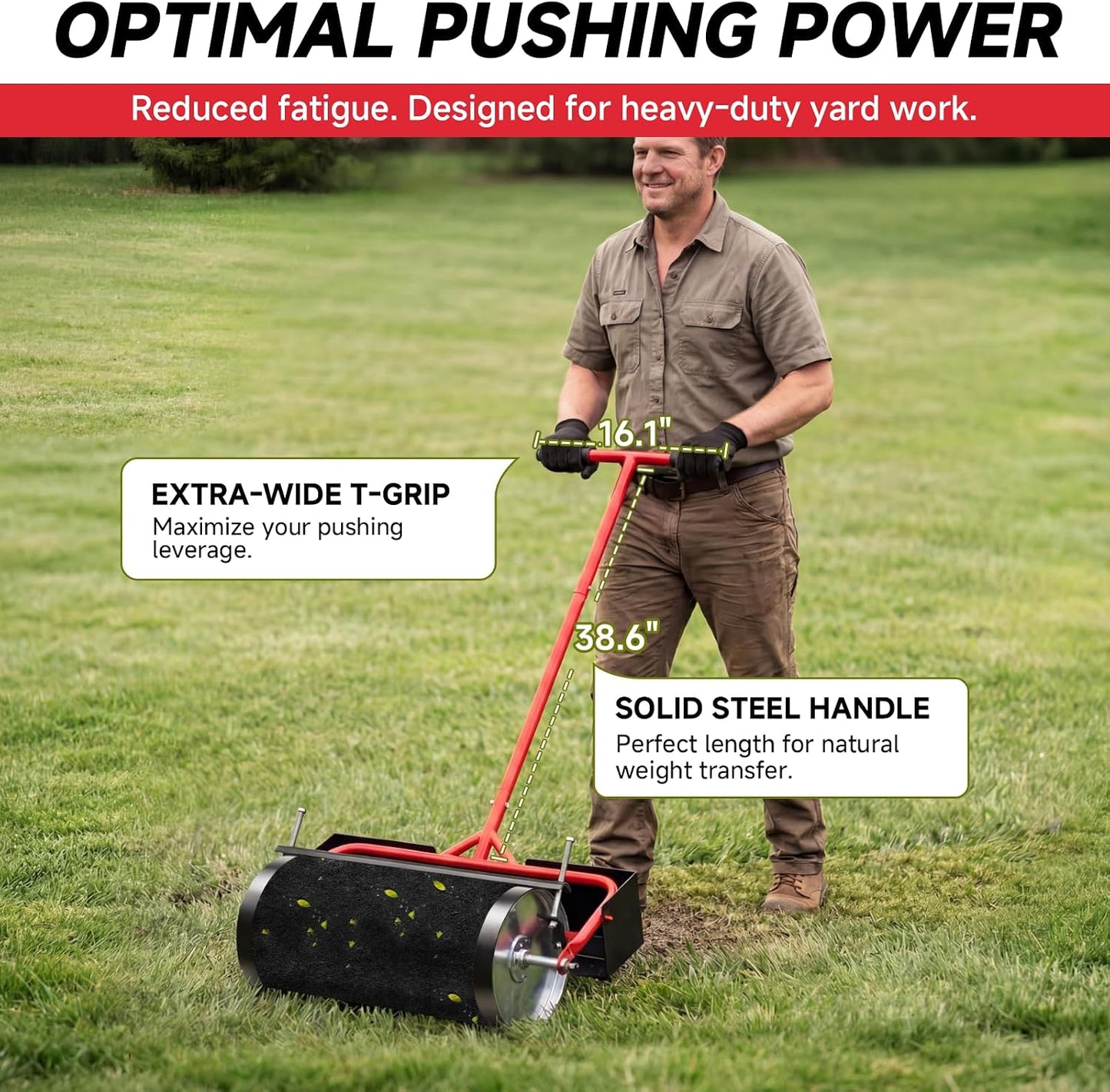 Manual Yard Burr Removal Roller Tool, Push-Style Sticker Burr, Goat Head and Grass Burr Collector with Built-in Debris Bin, Designed for Dry Lawn, Driveway and Path Surface Cleanup
