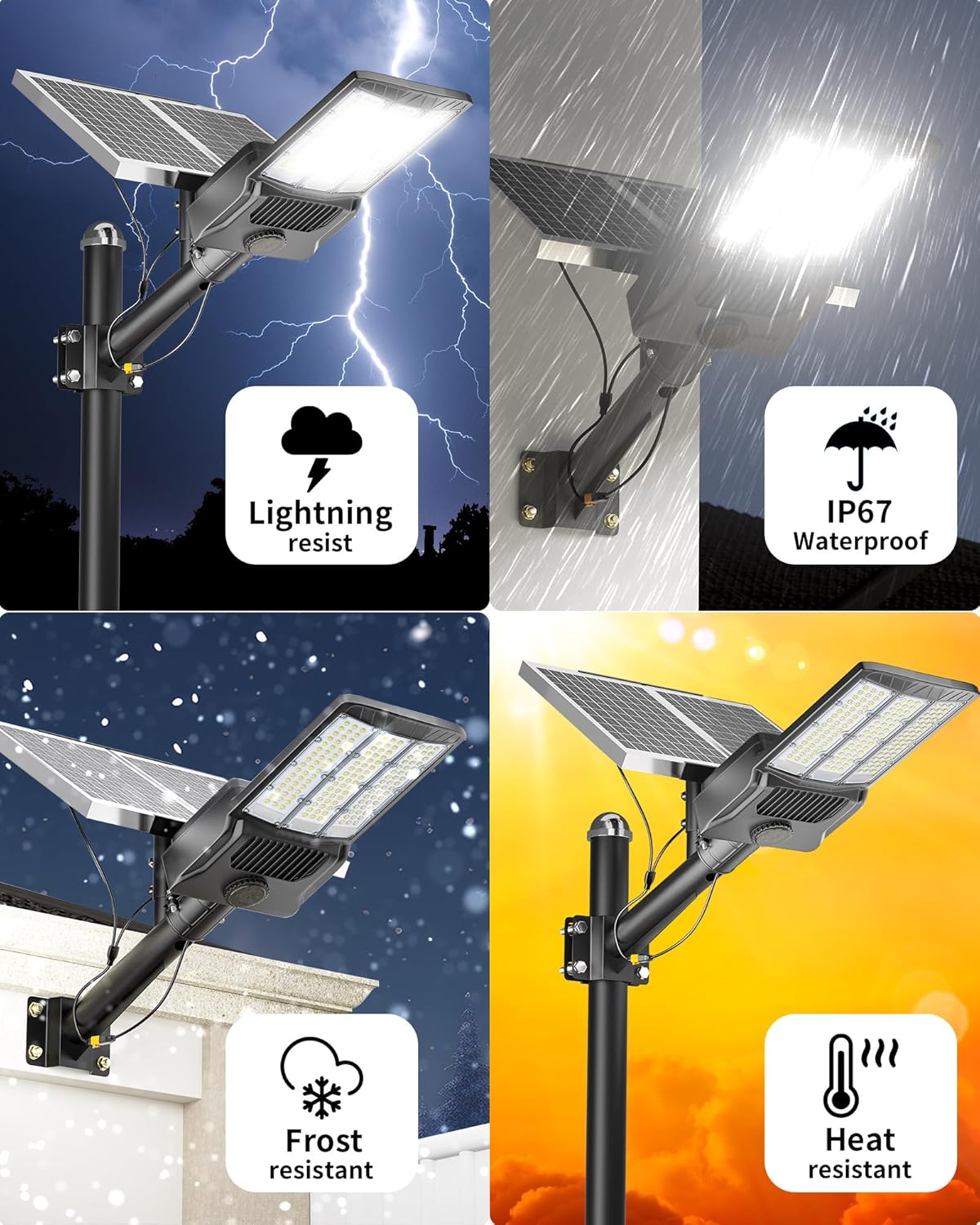 Gefolly SL-5000W Solar Street Lights Outdoor, 500000LM Commercial Parking Lot Light Dusk to Dawn IP67 Waterproof 6500K Solar Security Flood Lights