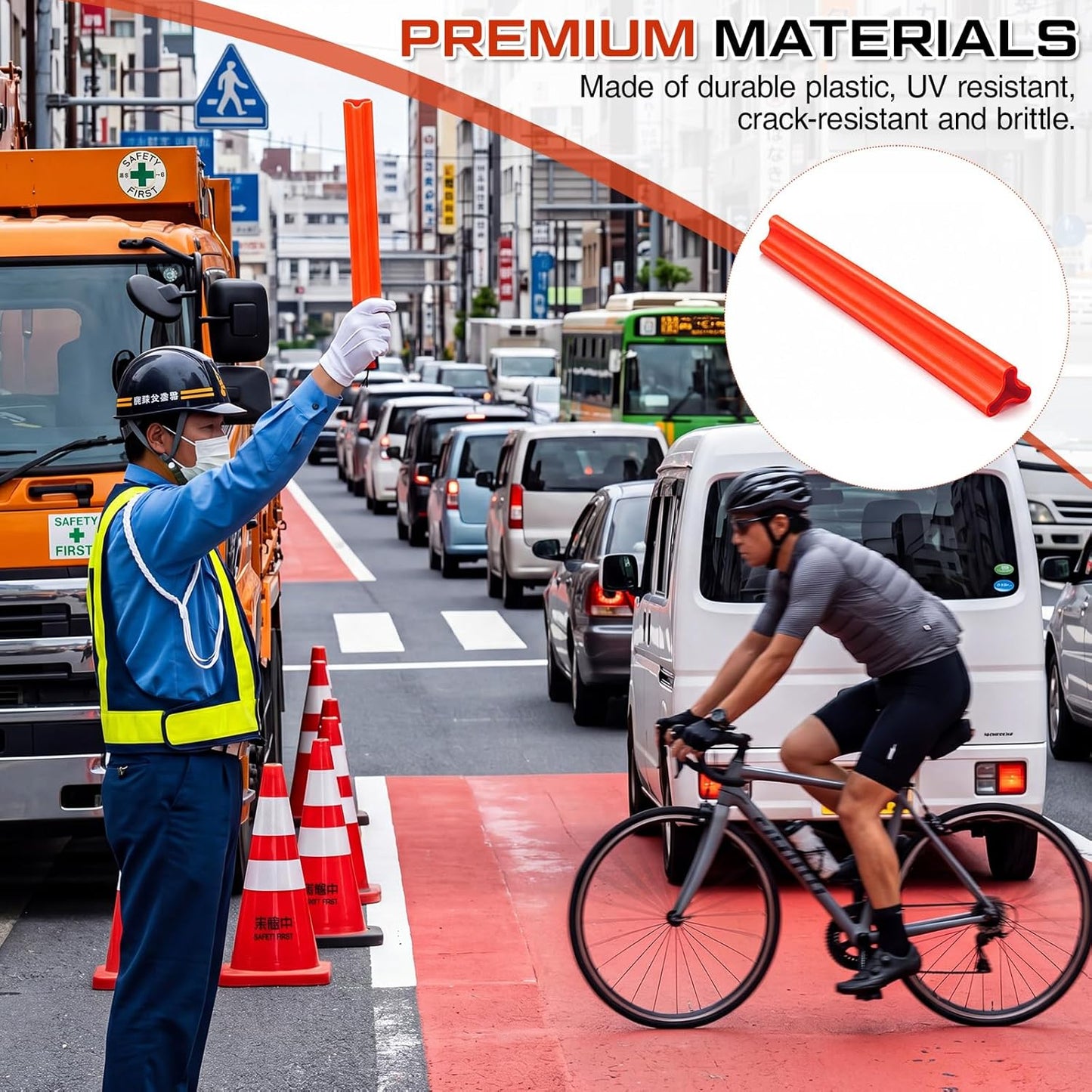10 Pack Orange Triangle Traffic Wands, 360mm Triangular Safety Stakes, UV Resistant Plastic, Windproof Anti-roll Road Markers for Airport Ground Traffic Control, Road Construction Event