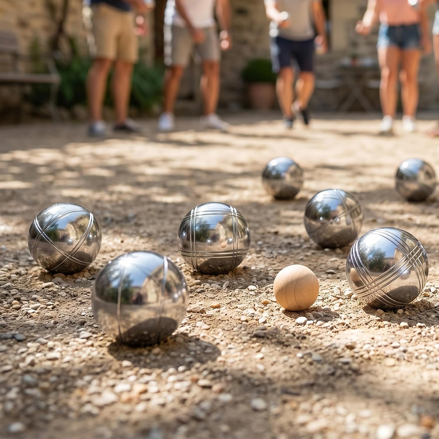 MR 73mm Metal Silver Bocce Ball Set with Carry Bag | 8 Metal Bocce Balls, Pallino Jack & Measuring Rope; Oxford Carry Bag; Lawn Beach Backyard Outdoor Game Kit