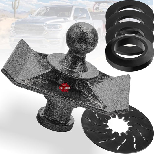 5th Wheel to Gooseneck Adapter, 1.5" Raised Kingpin to 2-5/16" Gooseneck Ball Adapter with 2 Lube Plates & Polyurethane Washer Kit, Fits Pickup 5th Wheel Hitches, Square 1.5" Lift