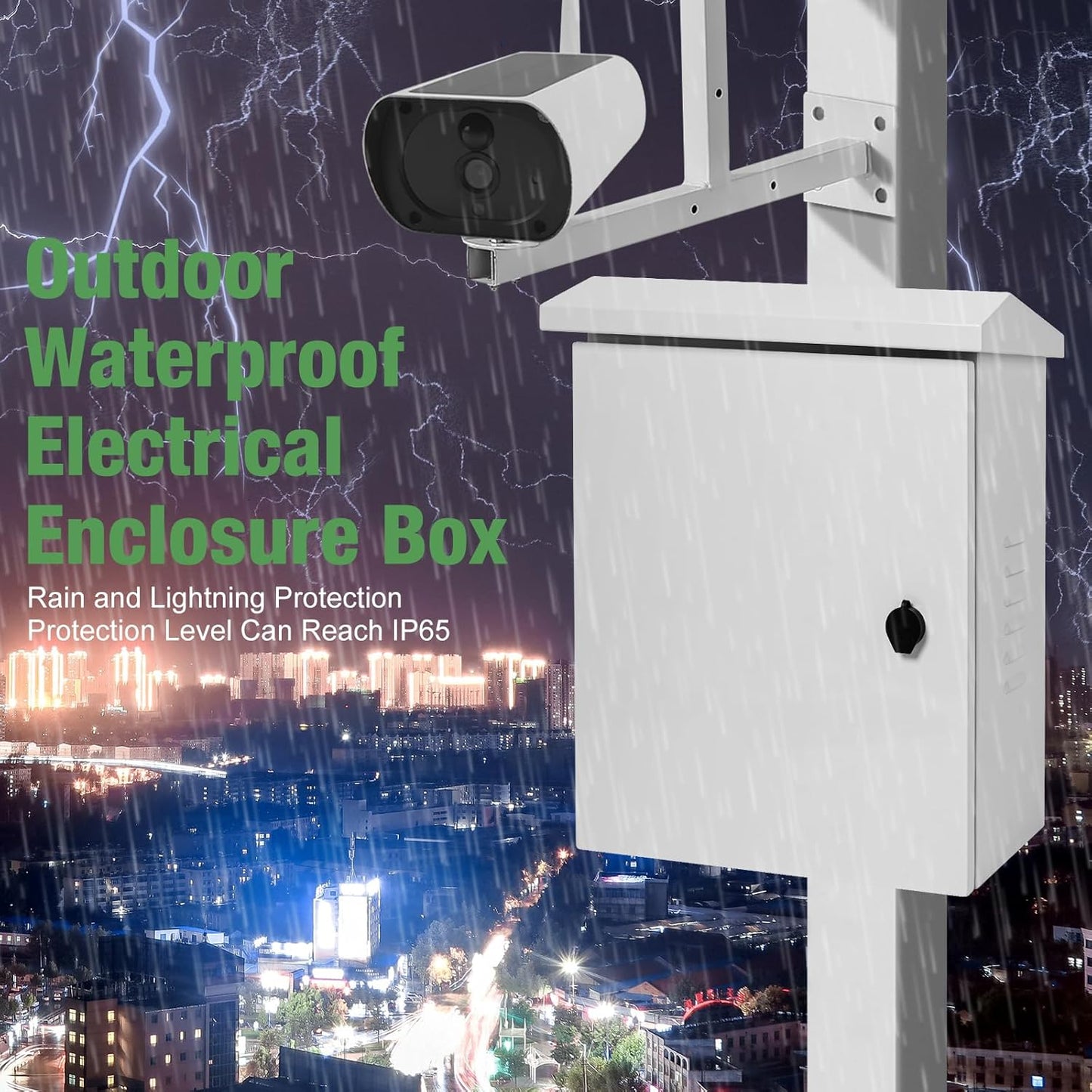 Yeaborn Outdoor Electrical Box 20'' x 16'' x 8'' One-Piece Ventilation Design Electrical Enclosure Box IP65 Waterproof Electrical Cabinet Street