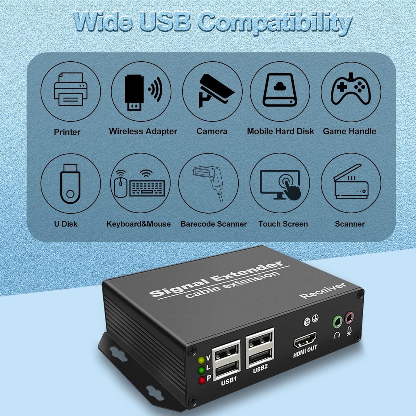 LornCeng 4K DP to HDMI KVM Extender Over Cat5e/6/7 up to 394ft, DisplayPort to HDMI Ethernet Extension Over IP Zero Latency Support 3D 4K@30Hz, HDMI