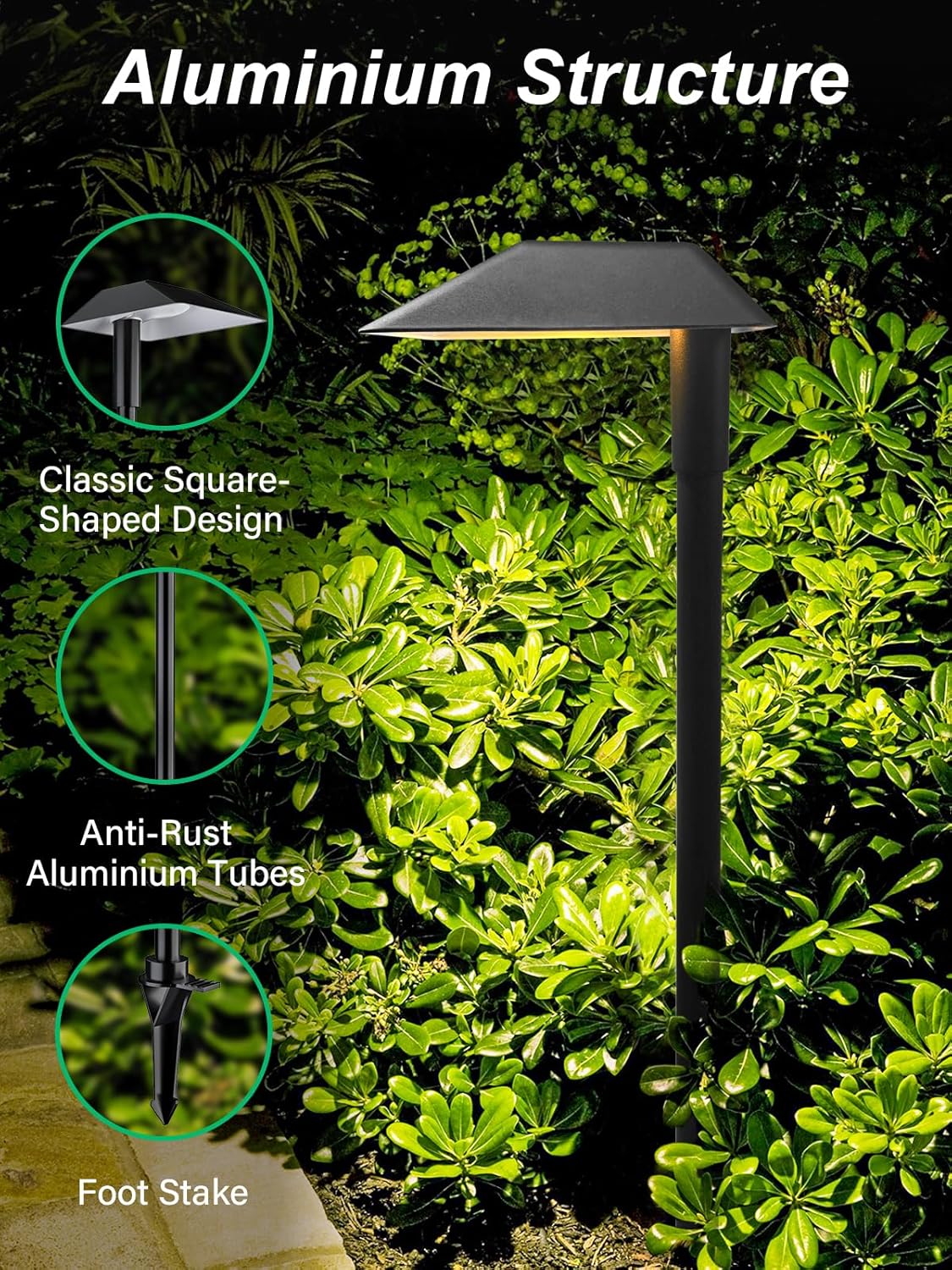 DOREIO 5W RGBW Low Voltage Landscape Lights LED Pathway Lights with Connectors,IP66 Waterproof Color Changing Landscape Lighting 12-24V Landscap