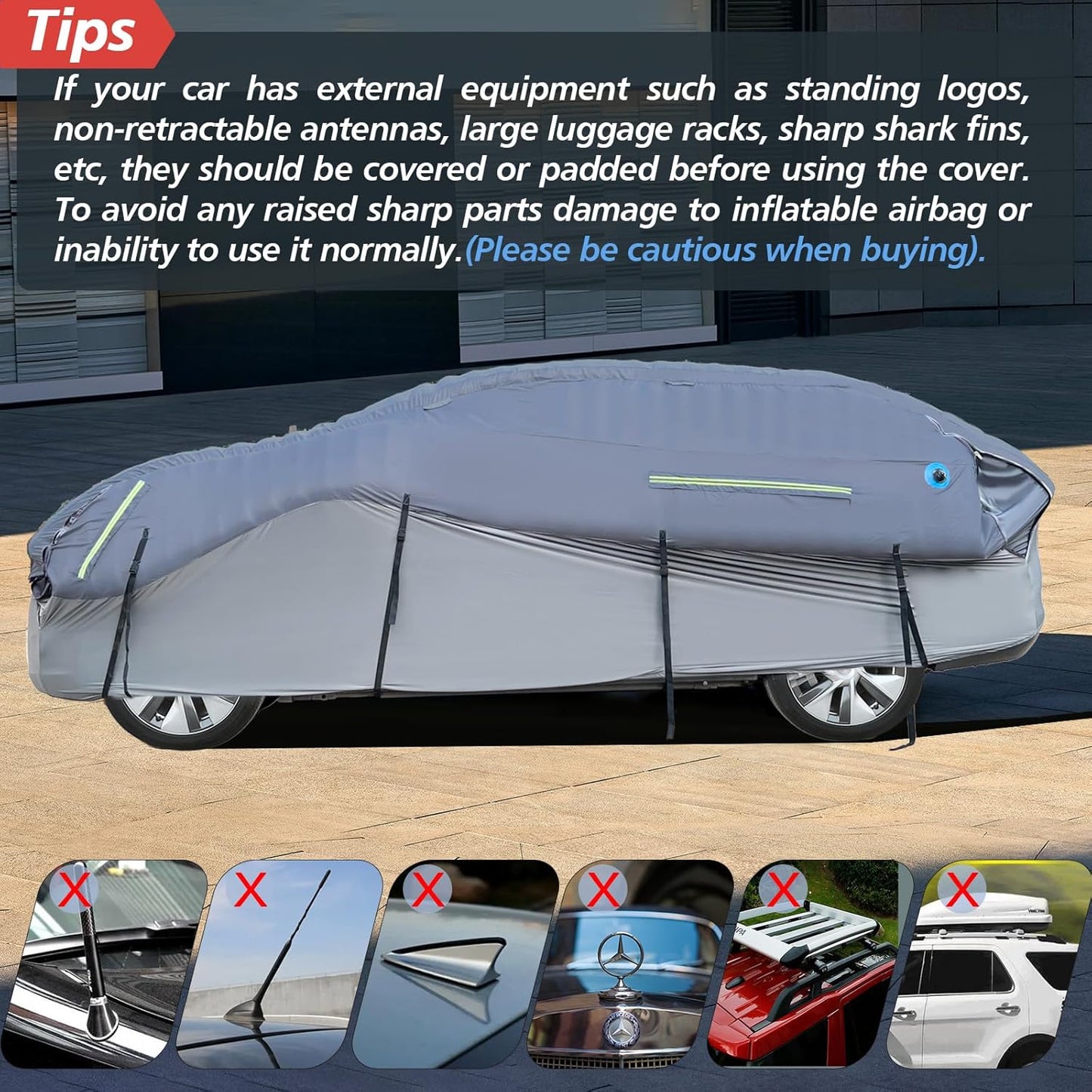 Heavy-Duty Hail Car Cover with Thickened Airtight PVC Inner Protector for Sedans